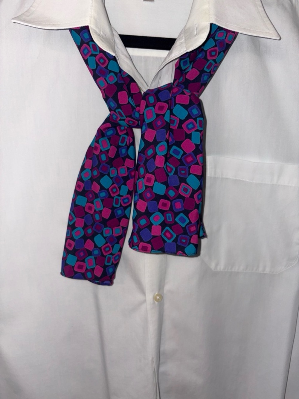 Geometric Mod Neck Scarf One Size Purple Teal Pink Retro Chic Y2K Retro EUC